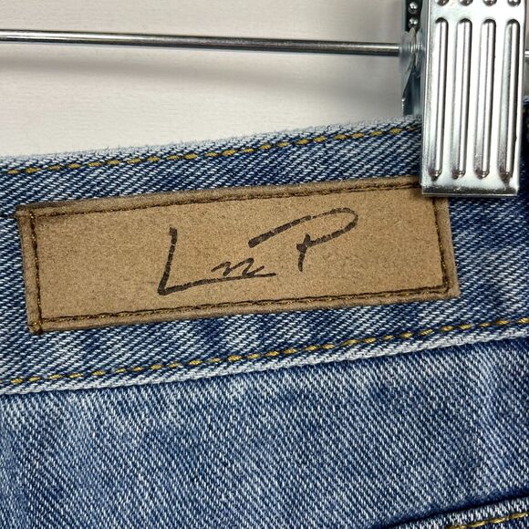 Liquor n Poker Cut-Off Frayed Jean Shorts Size 16 Blue Denim Festival Boho Beach - Picture 3 of 14